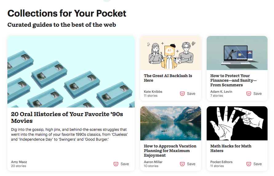 Pocket Collections for students